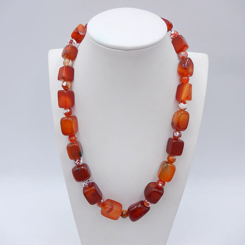 Beads Gemstone Necklaces, Red Agate Gemstone Necklaces