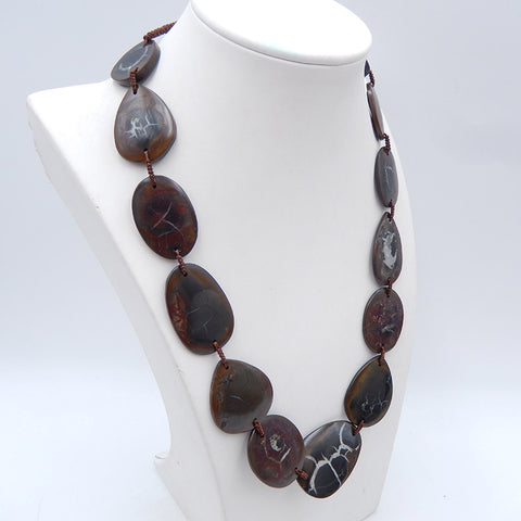 Septarian Gemstone Necklaces, Gemstone Pendant Necklace, Adjustable Necklace, 18-28 inch, 57.5g