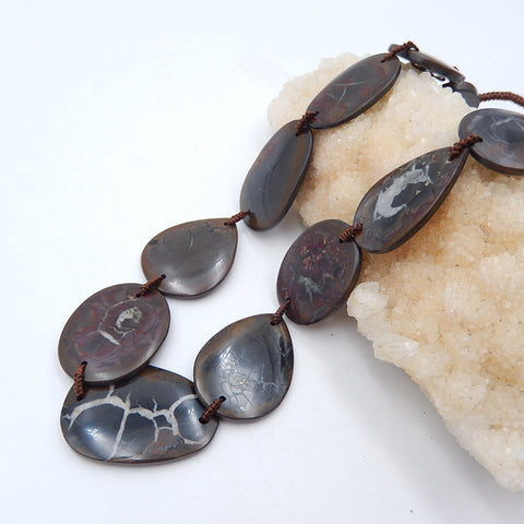 Septarian Gemstone Necklaces, Gemstone Pendant Necklace, Adjustable Necklace, 18-28 inch, 57.5g