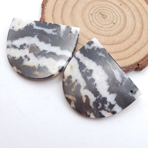 Natural White Zebra Jasper Earring Beads 30x35x3mm, 15.7g