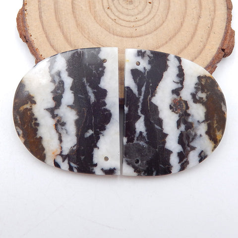 Natural White Zebra Jasper Earring Beads 30x35x3mm, 15.7g