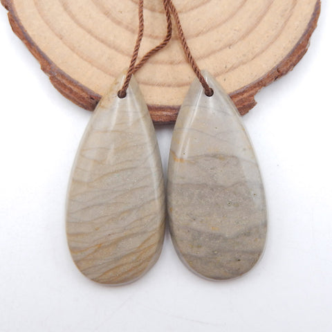 Natural Wave Jasper Earring Beads 41x19x5mm, 11.7g