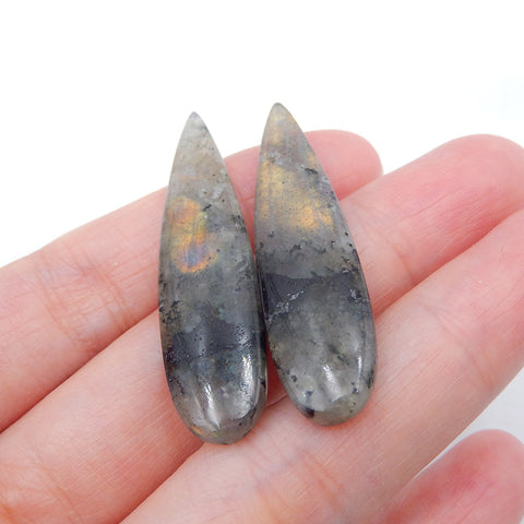 Perles de boucles d'oreilles en pierres précieuses de labradorite naturelle, 43x10x5 mm, 8,5 g