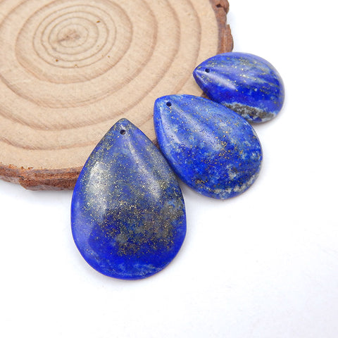 3 PCS Naturel Lapis Lazuli Pierres Précieuses Pendentif Perles, 29x20x3mm, 20x15x4mm, 7.6g