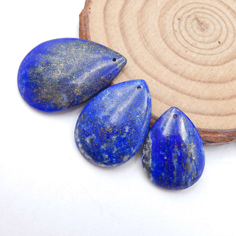 3 PCS Naturel Lapis Lazuli Pierres Précieuses Pendentif Perles, 29x20x3mm, 20x15x4mm, 7.6g