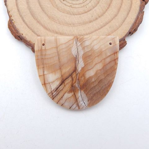 Pendentif en pierre précieuse fossile de bois, pendentif collier, 30x35x3mm, 6.9g