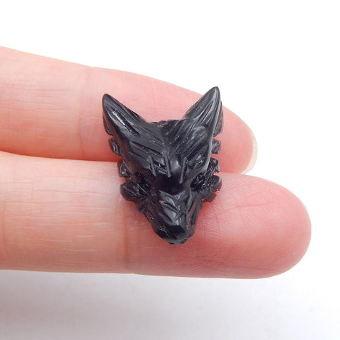 Natural Obsidian Carved wolf head Pendant Bead 21x16x8mm, 2.6g