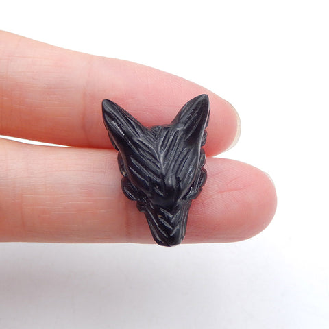 Natural Obsidian Carved wolf head Pendant Bead 21x16x8mm, 2.6g