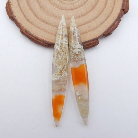 Paire de Boucles d'Oreilles en Agate Ochoco Naturelle 55x8x4mm,6.5g