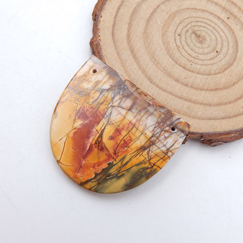 Natural Red Creek Jasper Pendant Bead 30x35x3mm, 7.8g