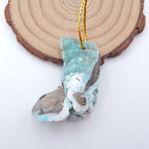 Natural Hemimorphite Pendant Bead 37x24x17mm, 12.4g