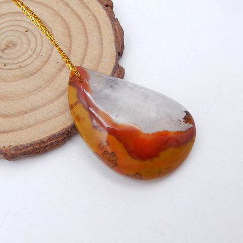 Natural Warring States Red Agate Pendant Bead 38x25x8mm, 12.2g