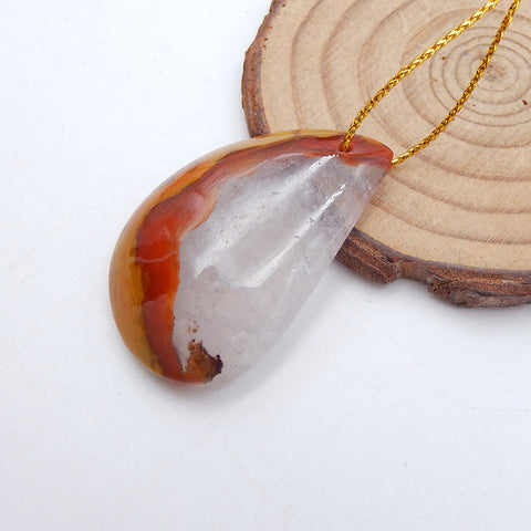 Perle pendentif en agate rouge des États en guerre naturels, 38 x 25 x 8 mm, 12,2 g