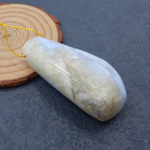 Drusy Blue Lace Agate Gemstone Pendentif Perle, 50x30x22mm, 52.1g