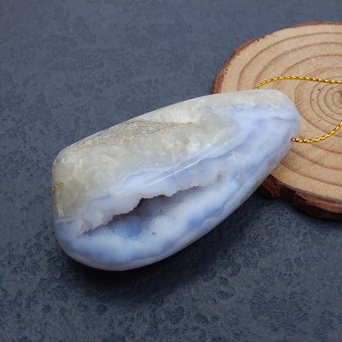 Drusy Blue Lace Agate Gemstone Pendentif Perle, 50x30x22mm, 52.1g