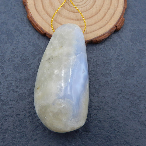 Drusy Blue Lace Agate Gemstone Pendentif Perle, 50x30x22mm, 52.1g