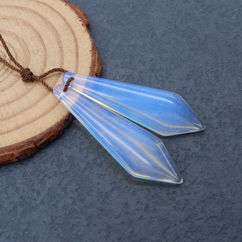 Paire de boucles d'oreilles Opalite, pierre pour la fabrication de boucles d'oreilles, 42x12x4mm, 5.2g