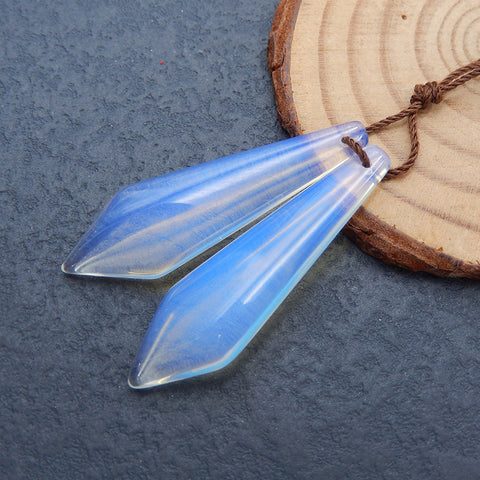 Paire de boucles d'oreilles Opalite, pierre pour la fabrication de boucles d'oreilles, 42x12x4mm, 5.2g