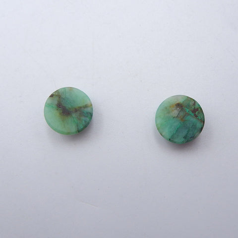 Paire de cabochons en pierres précieuses de chrysocolle naturelle, 10x5 mm, 1,8 g