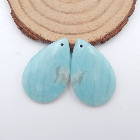 Paire de Boucles d'Oreilles Percées en Amazonite Naturelle, 32X20X5mm, 10g