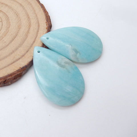 Paire de Boucles d'Oreilles Percées en Amazonite Naturelle, 32X20X5mm, 10g