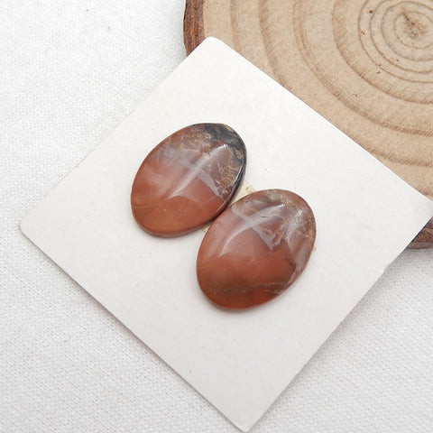 Natural Biggs Jasper Cabochons Paired 18X13X5mm, 2.7g