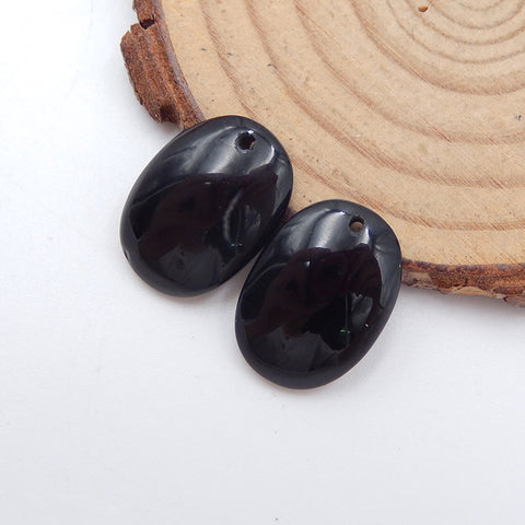 Natural Obsidian Earring Beads 18X13X4mm, 3.2g