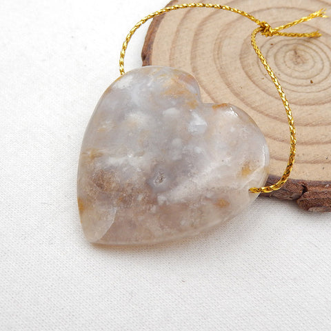 Natural Ocean Jasper Pendant Bead 35X35X7mm, 14.6g