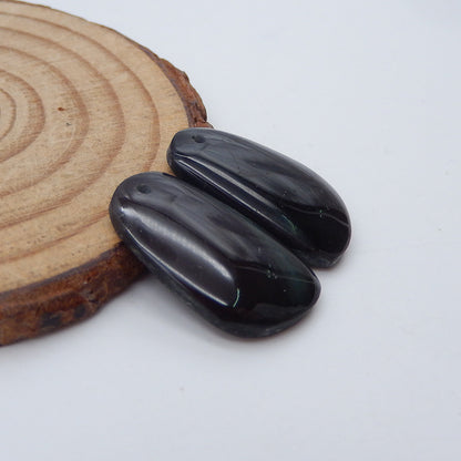 Natural Obsidian Earring Beads 22X14X4mm, 3.7g