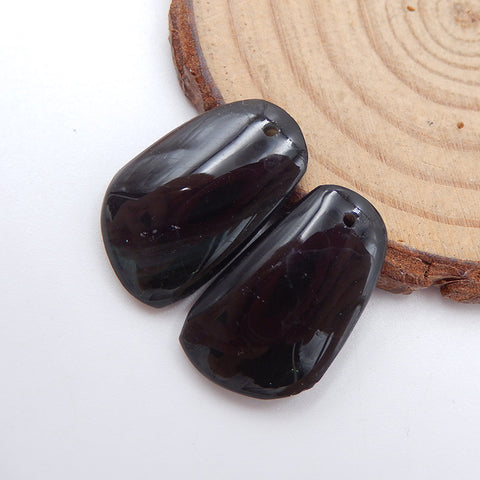 Natural Obsidian Earring Beads 22X14X4mm, 3.7g