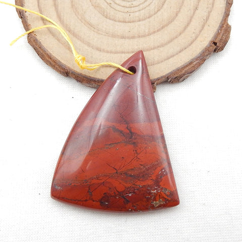 Perle pendentif en pierre précieuse de jaspe de rivière rouge naturelle, 45 x 34 x 6 mm, 13,9 g