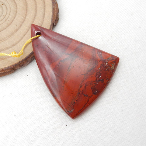 Perle pendentif en pierre précieuse de jaspe de rivière rouge naturelle, 45 x 34 x 6 mm, 13,9 g