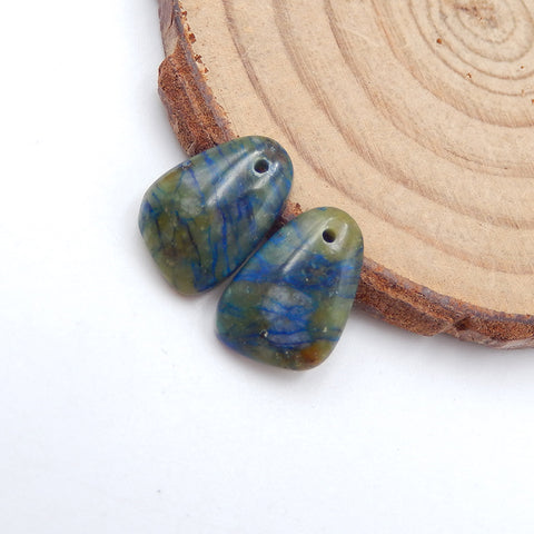 Natural Chrysocolla Earring Beads 14X10X4mm, 1.7g