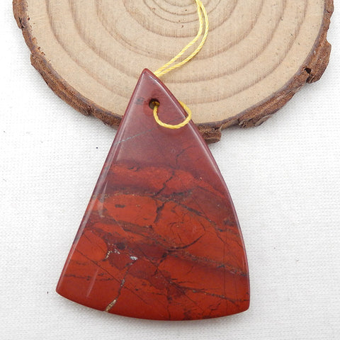 Perle pendentif en pierre précieuse de jaspe de rivière rouge naturelle, 45 x 34 x 6 mm, 13,9 g