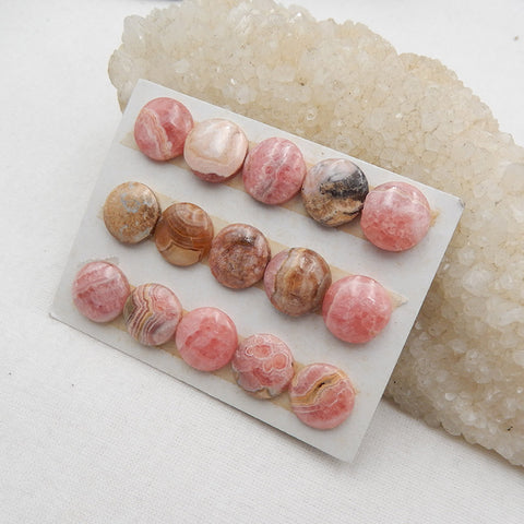 15 PCS Natural Argentina Rhodochrosite Cabochons 12x3mm, 19.5g