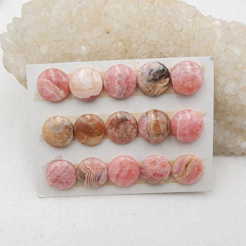 15 PCS Natural Argentina Rhodochrosite Cabochons 12x3mm, 19.5g