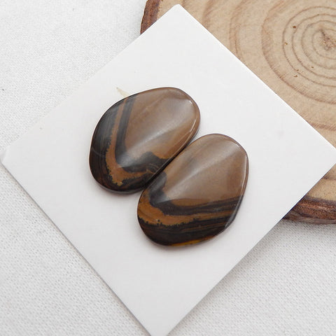 Paire de cabochons Us Biggs Jasper Gemstone, 20x13x3mm, 3.5g