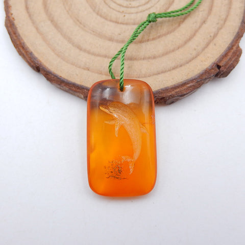 Perle pendentif en agate rouge naturelle, 26 x 16 x 6 mm, 6,4 g