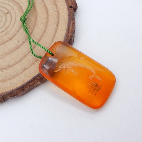 Perle pendentif en agate rouge naturelle, 26 x 16 x 6 mm, 6,4 g