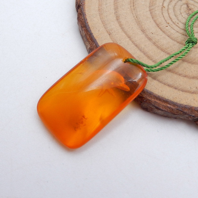 Natural Red Agate Carved dophin Pendant Bead 26X16X6mm, 6.4g