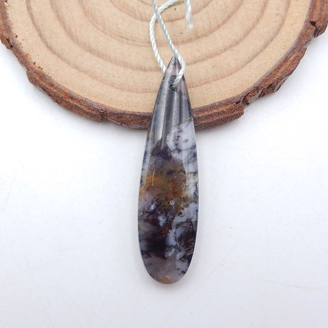 Cabochon naturel en agate dendritique, 40 x 11 x 5 mm, 3,3 g