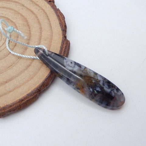 Cabochon naturel en agate dendritique, 40 x 11 x 5 mm, 3,3 g