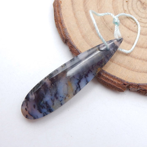 Natural Dendritic Agate Pendant Bead 40x11x5mm, 3.3g