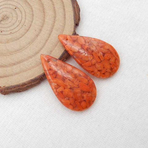 Natural Coral Earring Beads 29x15x5mm, 5.4g