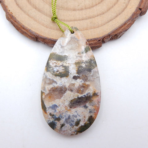 Natural Ocean Jasper Pendant Bead 40x22x6mm, 8g