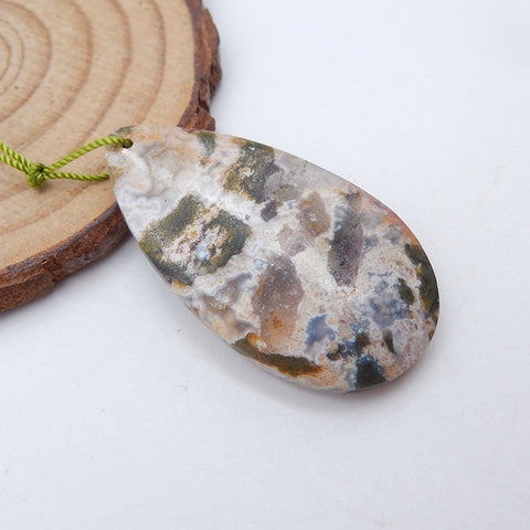 Natural Ocean Jasper Pendant Bead 40x22x6mm, 8g