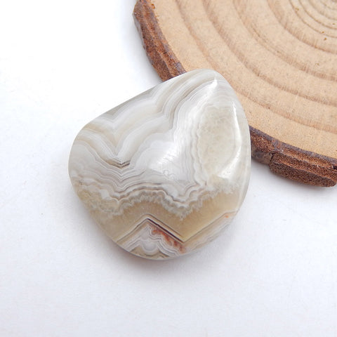 Perle pendentif en pierre précieuse d'agate de dentelle folle naturelle, 25 x 22 x 8 mm, 7,9 g