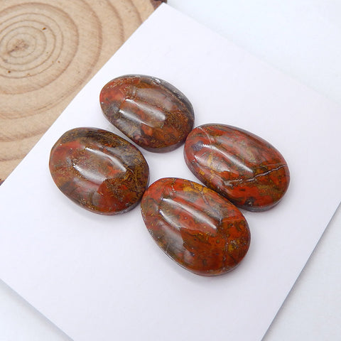 2 Pairs Natural Warring States Red Agate Cabochons 21x14x6mm, 12g