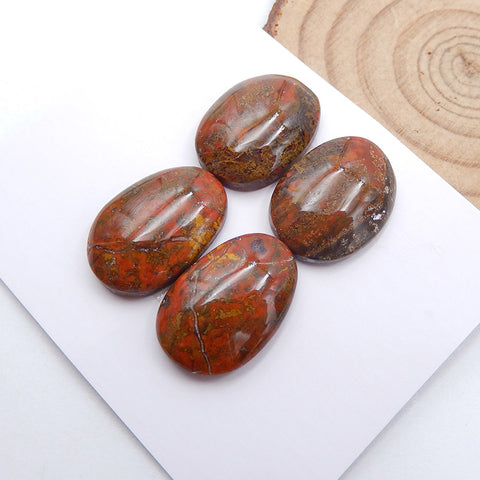 2 Pairs Natural Warring States Red Agate Cabochons 21x14x6mm, 12g