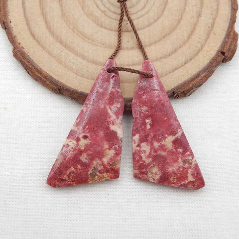 Paire de boucles d'oreilles en thulite, pierre pour la fabrication de boucles d'oreilles, 30x20x4mm, 6.8g